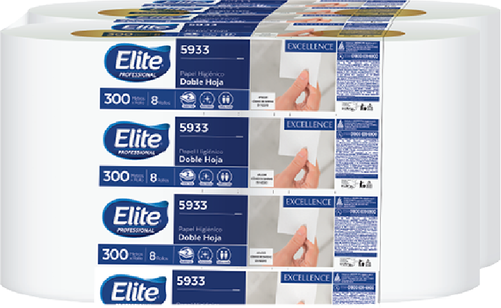 Papel Higiénico ELITE 5933 Jumbo Excellence - 300 Hojas Extra Blanco