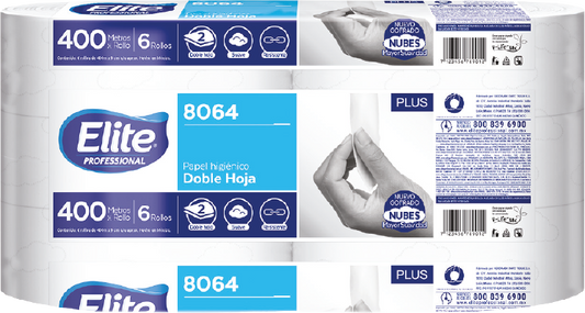 Papel Higiénico ELITE Plus 8064 - 400 Mts Doble Hoja Alto Tráfico